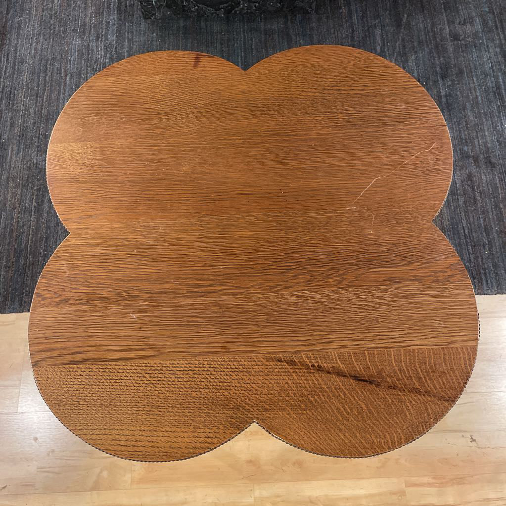 Oak Two Tier Clover Shaped End Table C SIDE TABLES