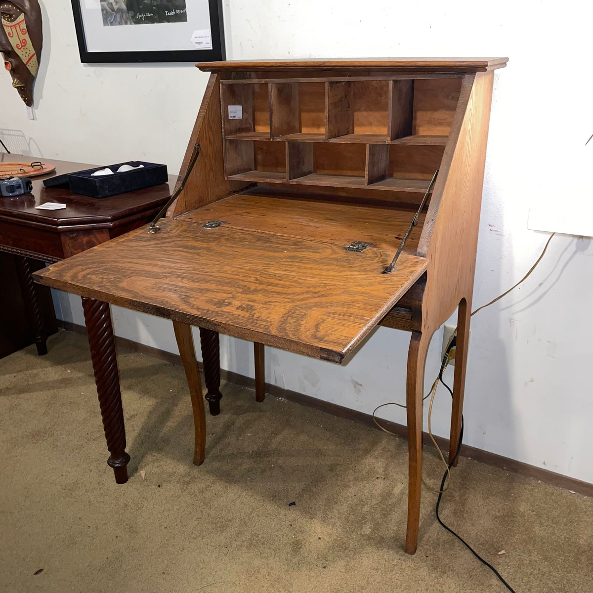 Quartersawn Oak Secretary Desk *As Is* *No Key*