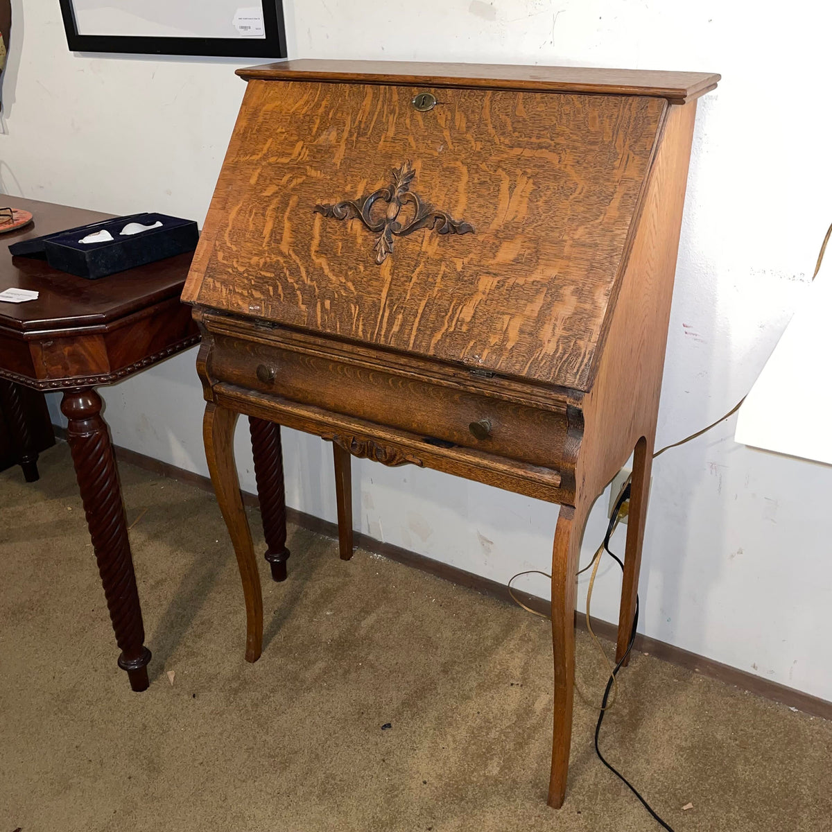 Quartersawn Oak Secretary Desk *As Is* *No Key*