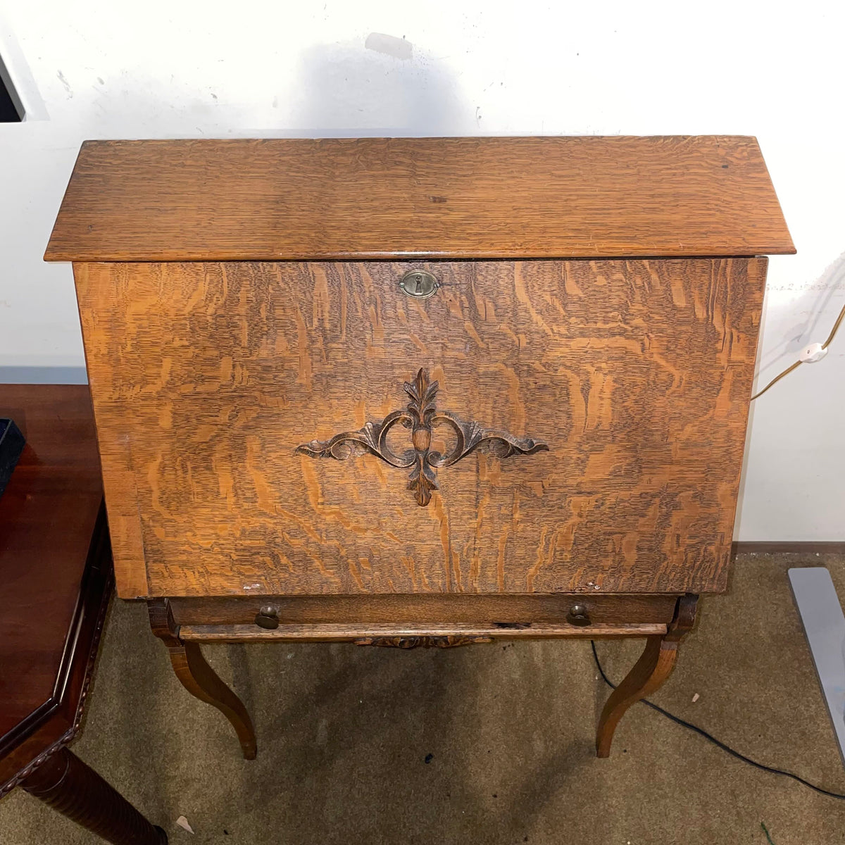 Quartersawn Oak Secretary Desk *As Is* *No Key*