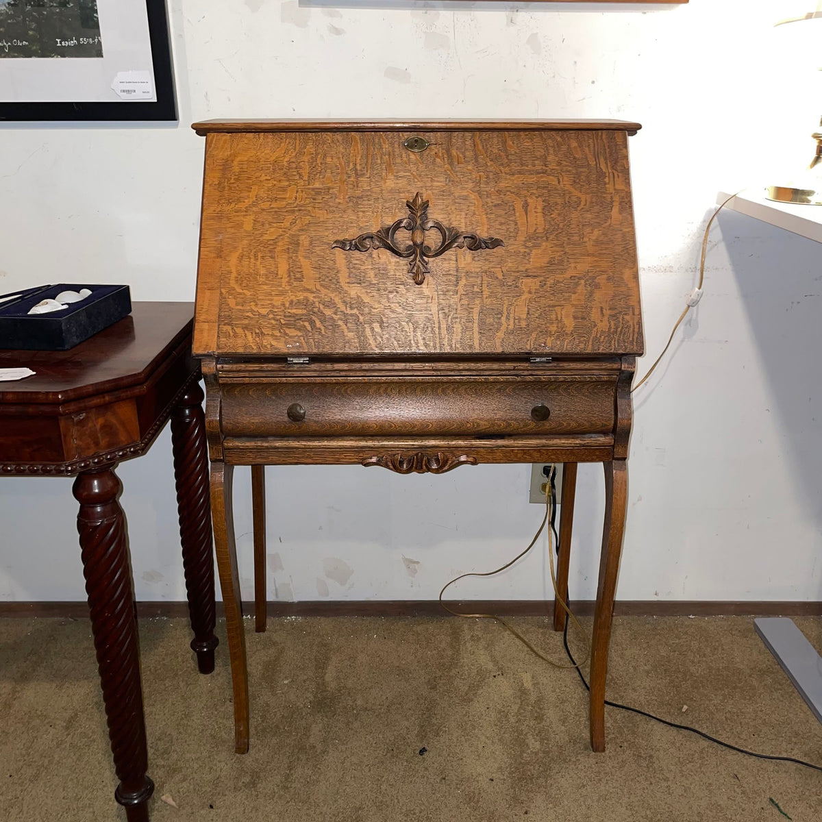 Quartersawn Oak Secretary Desk *As Is* *No Key*