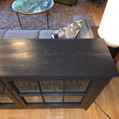 Black Wood Glass Door Cabinet Sideboard