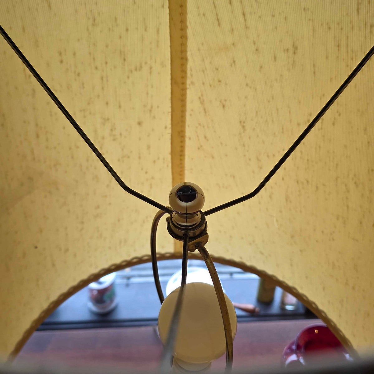 70's Amber Ball Base Lamp w/ Original Shade