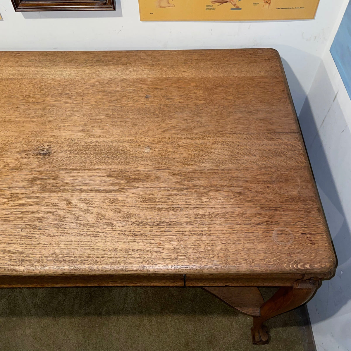 Larkin Oak One Drawer Table with Claw Feet