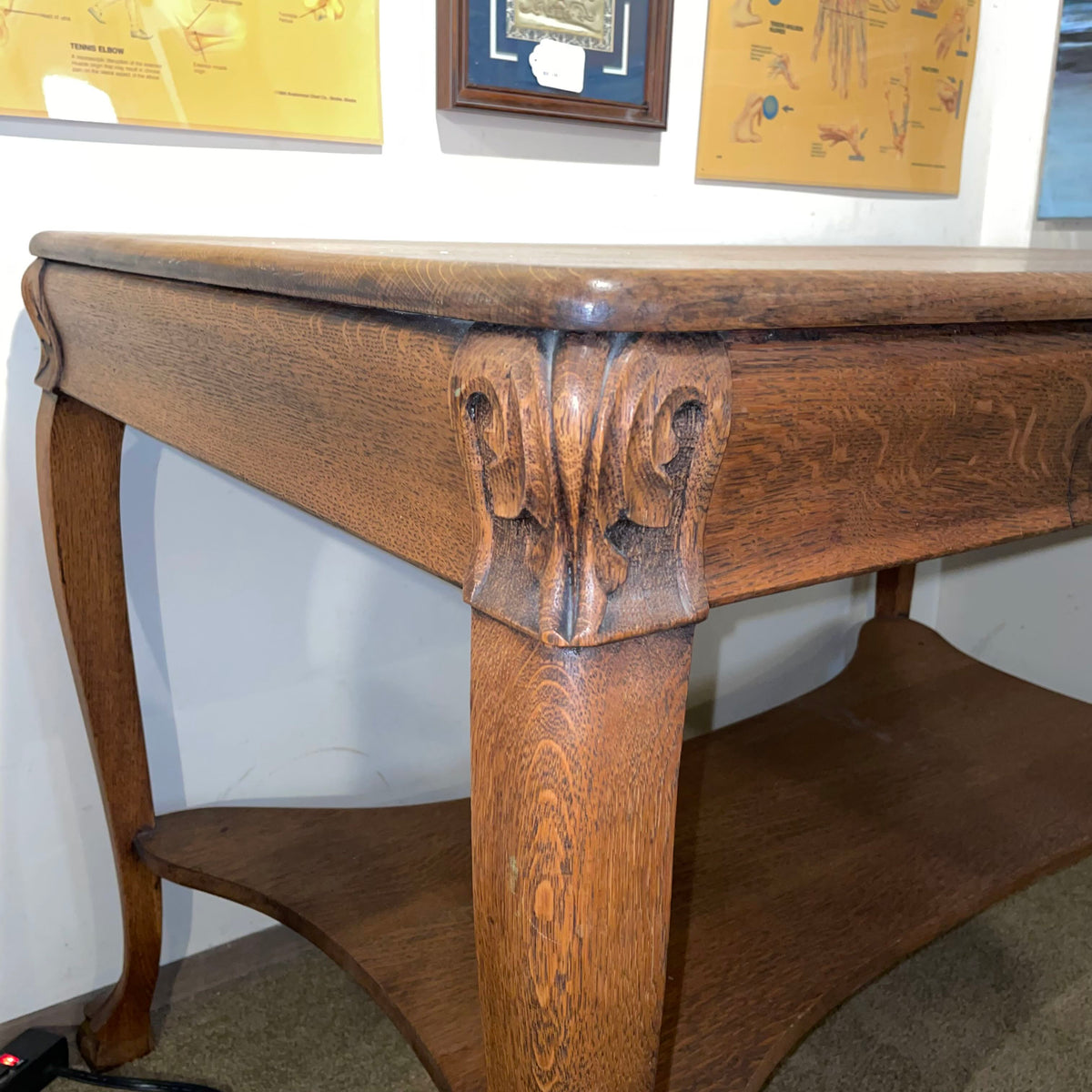 Larkin Oak One Drawer Table with Claw Feet