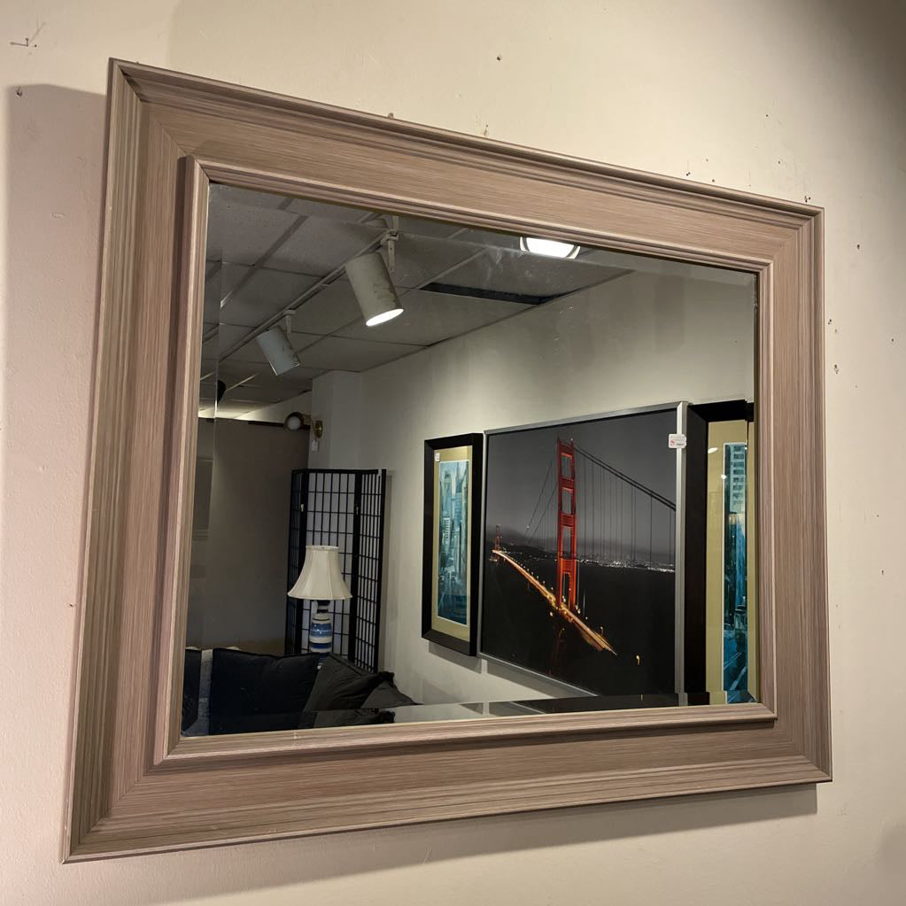 Grey Frame Rectangle Beveled Mirror