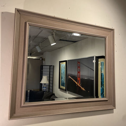 Grey Frame Rectangle Beveled Mirror