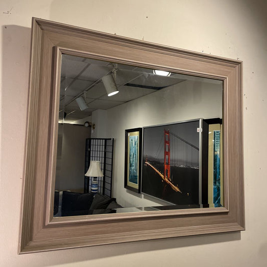 Grey Frame Rectangle Beveled Mirror C MIRRORS