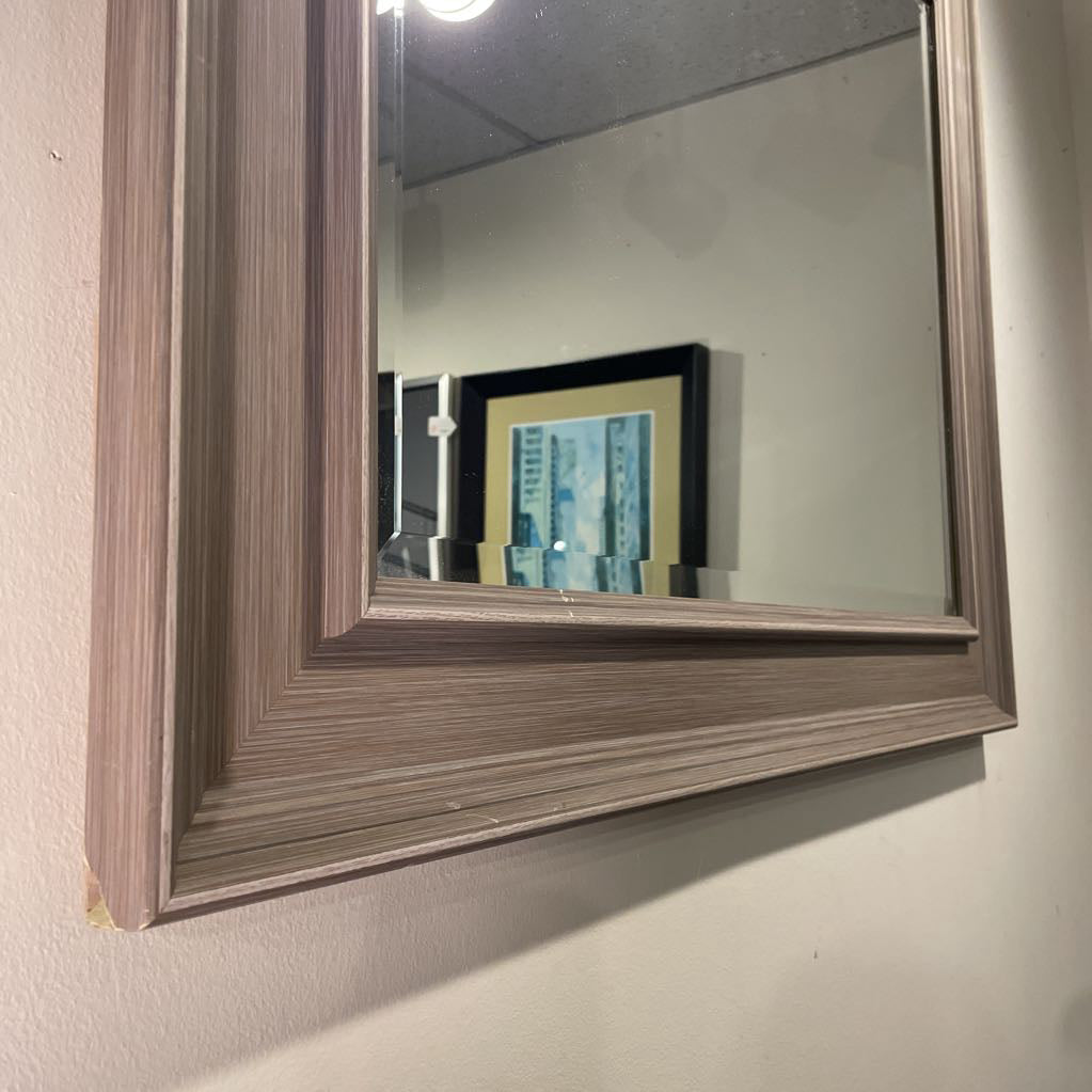 Grey Frame Rectangle Beveled Mirror
