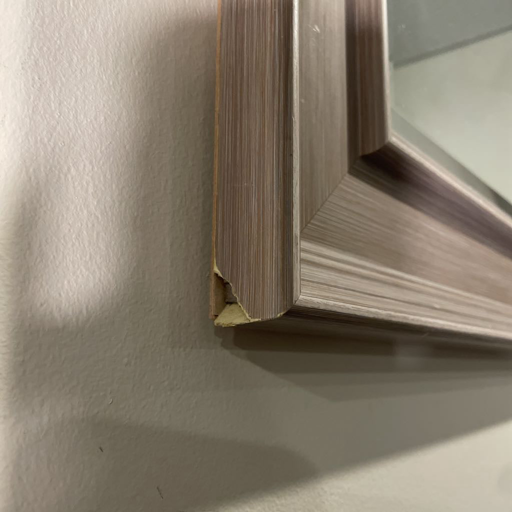 Grey Frame Rectangle Beveled Mirror