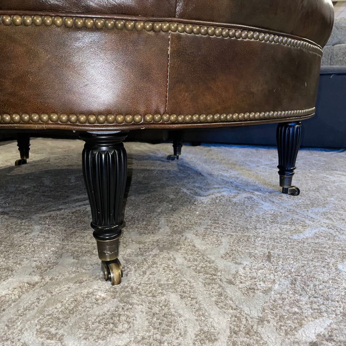 Leather Tufted Round Ottoman U OTTOMANS