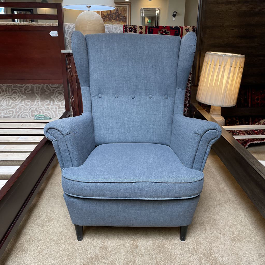 IKEA Wing BackGrey Accent Chair and Ottoman