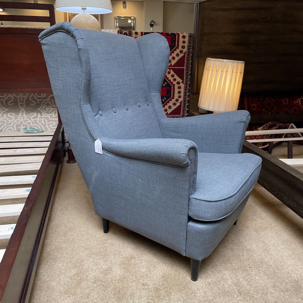 IKEA Wing BackGrey Accent Chair and Ottoman