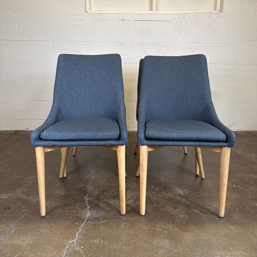 Set of 4 Blonde Leg Charcoal Dining Chairs