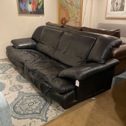 Contemporary 2 Seat Black Leather Sofa