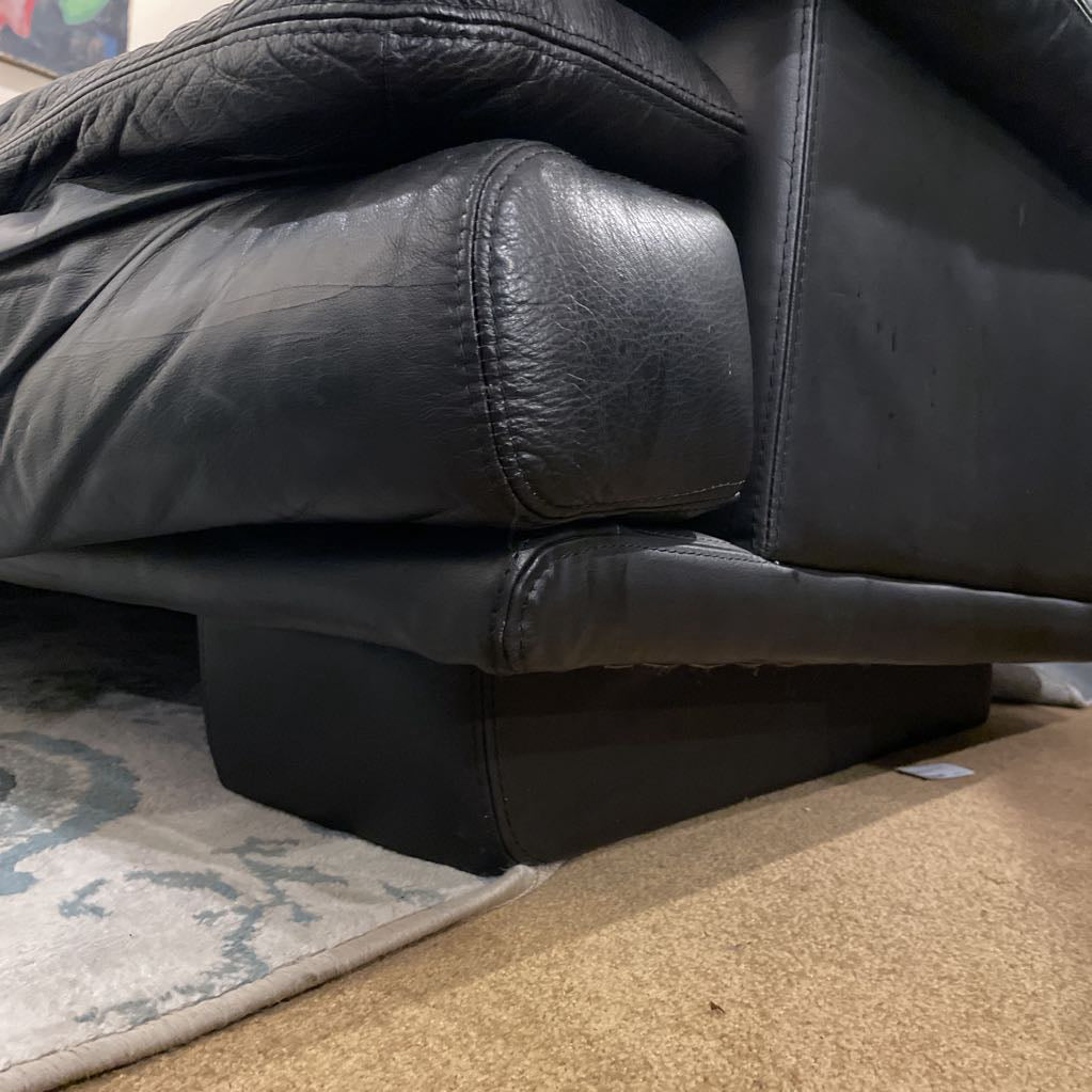 Contemporary 2 Seat Black Leather Sofa