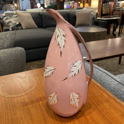 Pink with White and Gold Leaves Pottery AS IS Picher/Italy(Bitossi?)