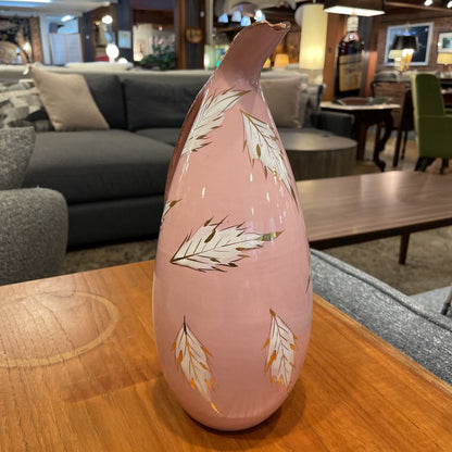 Pink with White and Gold Leaves Pottery AS IS Picher/Italy(Bitossi?)