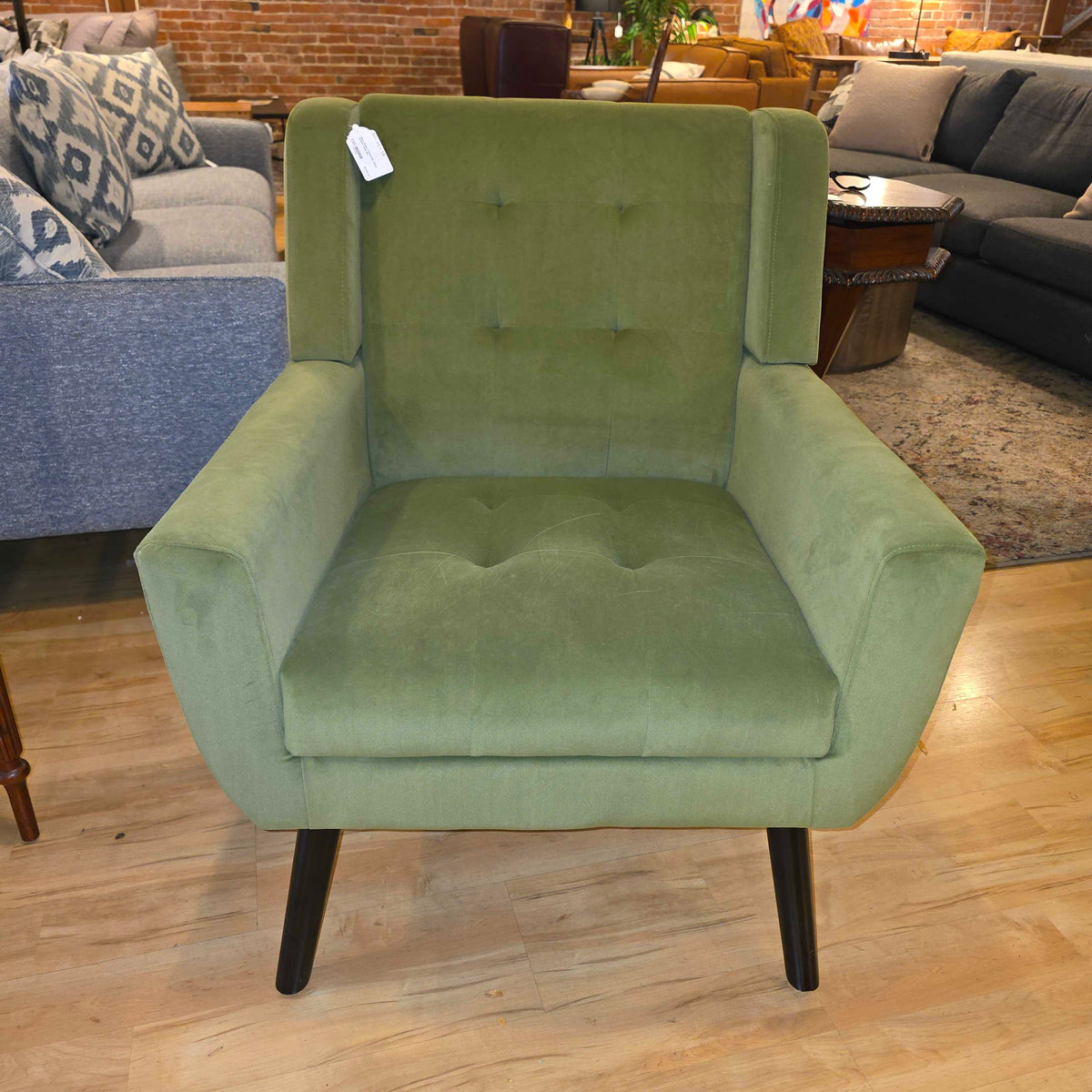 Olive Green Tufted MC Style Accent Chair