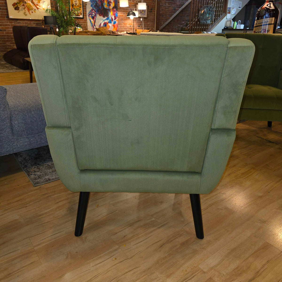 Olive Green Tufted MC Style Accent Chair