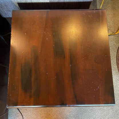 Distressed Scrap Metal Bent Square ccent Table