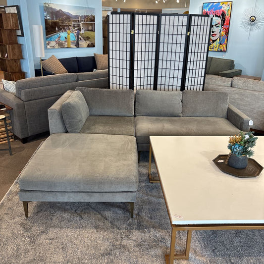West Elm Mineral Grey LAF Sectional w/ Ottoman