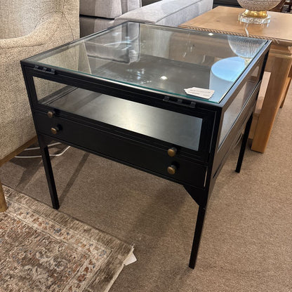 West Elm Glass Display Iron Side Table