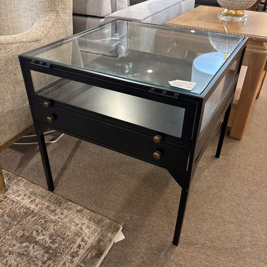 West Elm Glass Display Iron Side Table