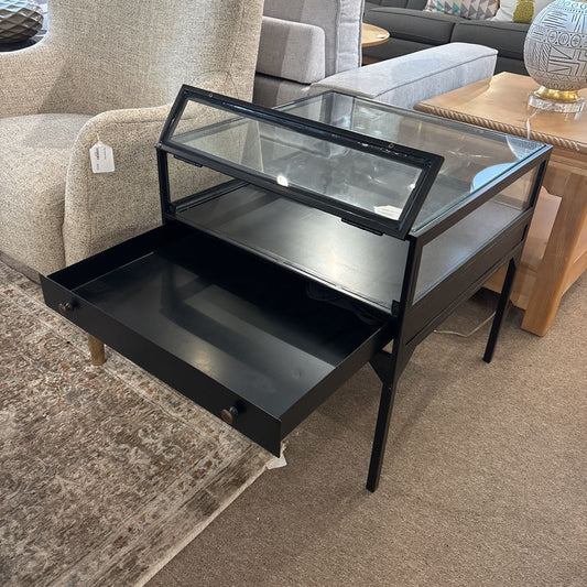 West Elm Glass Display Iron Side Table
