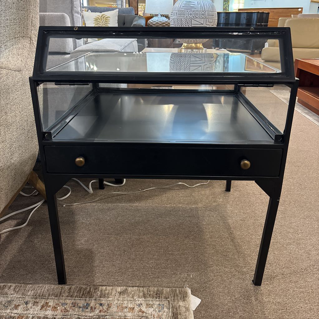 West Elm Glass Display Iron Side Table