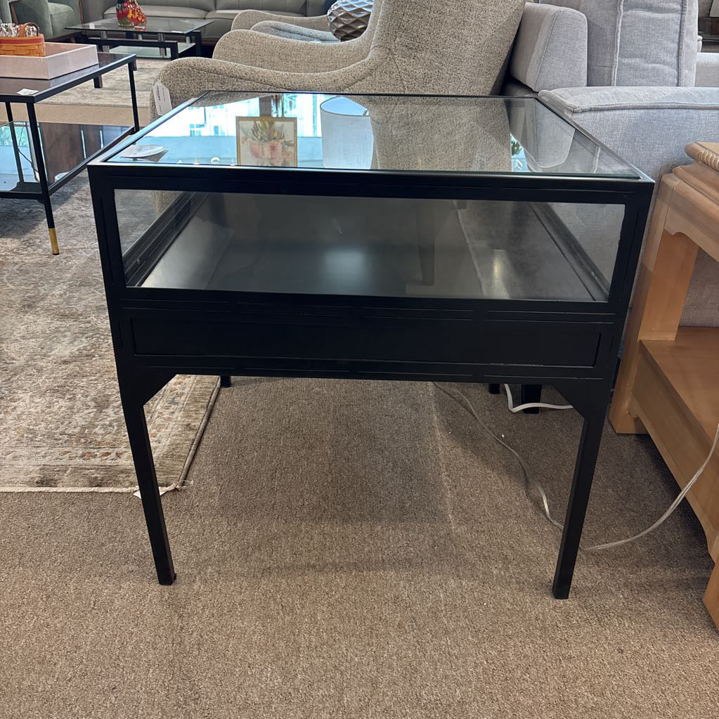 West Elm Glass Display Iron Side Table