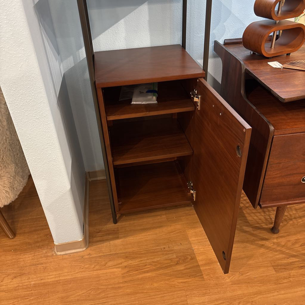 West Elm Dark Walnut Narrow Bookcase w/ Cabinet