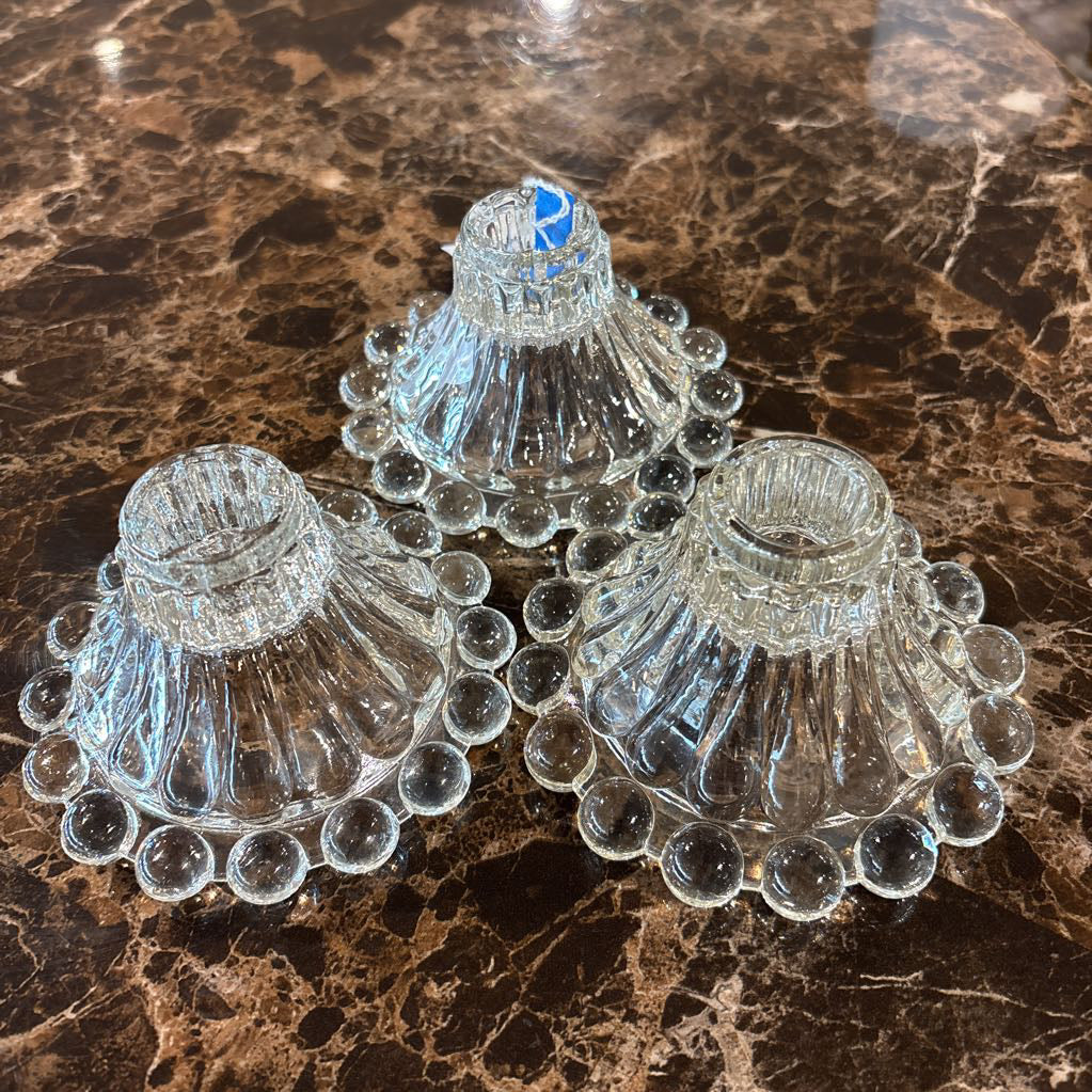 Set of 3 Crystal Beaded Edge Candle Holders