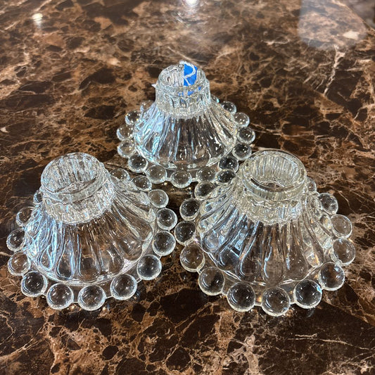 Set of 3 Crystal Beaded Edge Candle Holders