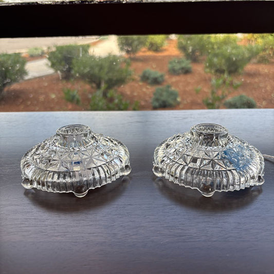 Set of 2 Crystal Geometric Pattern Candle Holders
