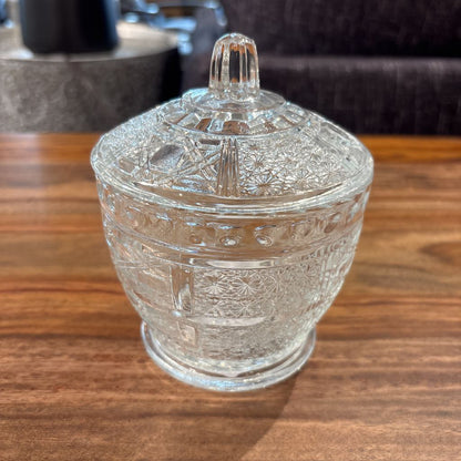 Vintage Geometric Pattern Glass Candy Dish