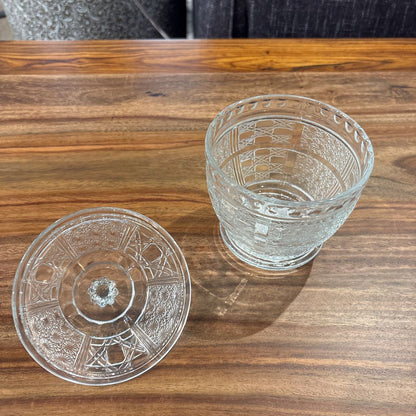 Vintage Geometric Pattern Glass Candy Dish