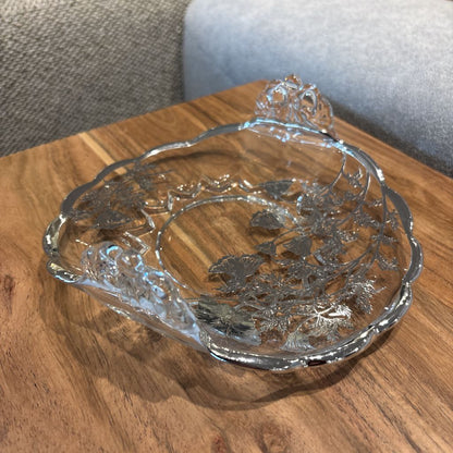 Vintage Silver Overlay Glass Dish