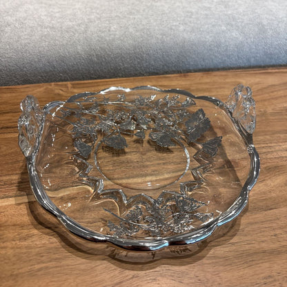 Vintage Silver Overlay Glass Dish