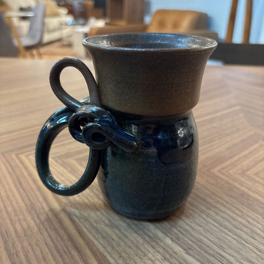 Looped & Knotted Blue Glaze Handcrafted Ceramic Mug