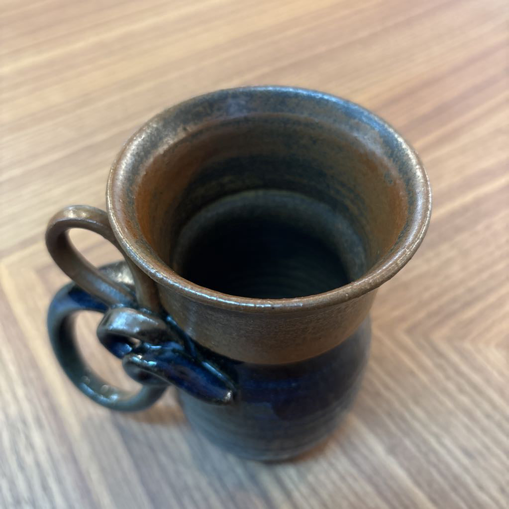 Looped & Knotted Blue Glaze Handcrafted Ceramic Mug