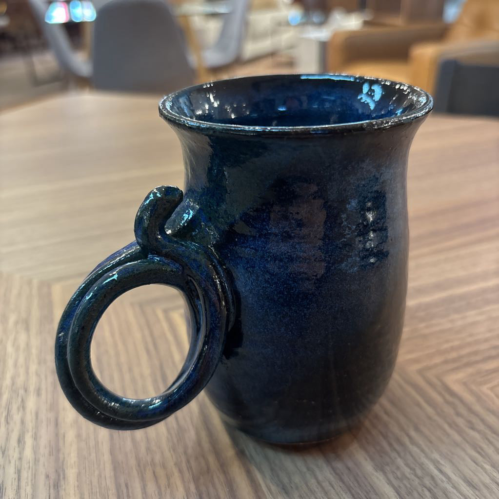 Looped Blue Glaze Handcrafted Ceramic Mug
