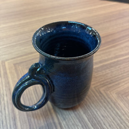 Looped Blue Glaze Handcrafted Ceramic Mug