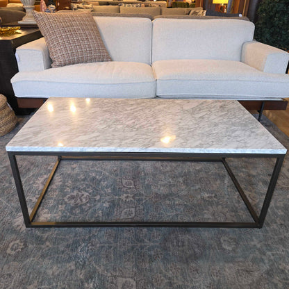 West Elm Marble & Rectangular Metal Frame Coffee Table AS IS