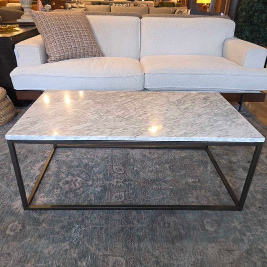 West Elm Marble & Rectangular Metal Frame Coffee Table AS IS