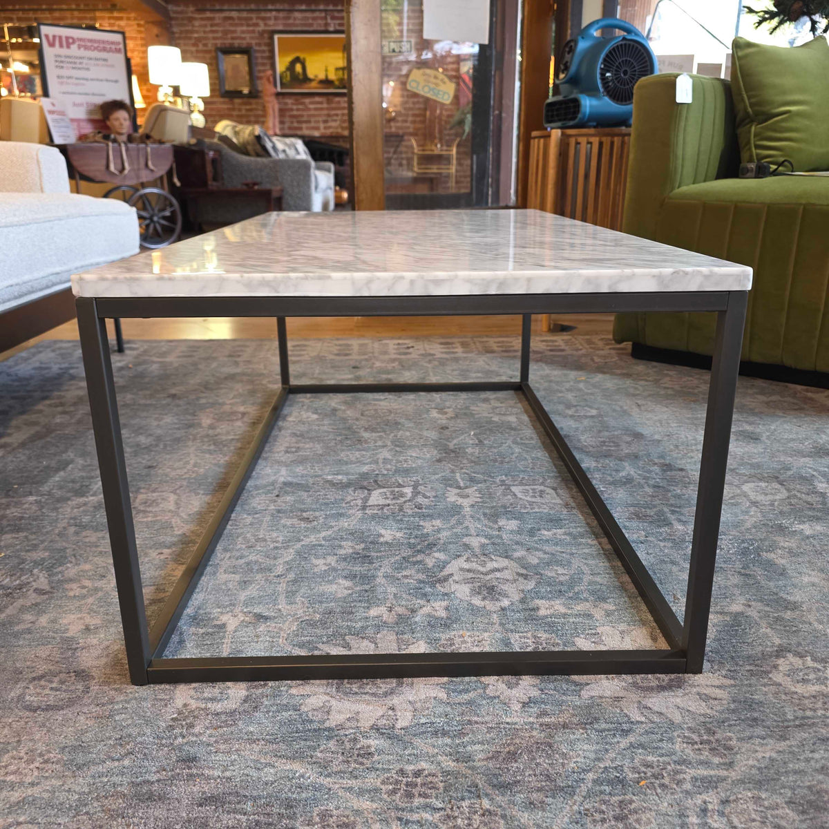 West Elm Marble & Rectangular Metal Frame Coffee Table AS IS