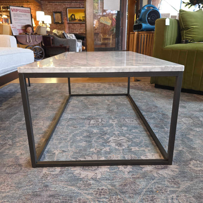 West Elm Marble & Rectangular Metal Frame Coffee Table AS IS