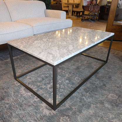 West Elm Marble & Rectangular Metal Frame Coffee Table AS IS