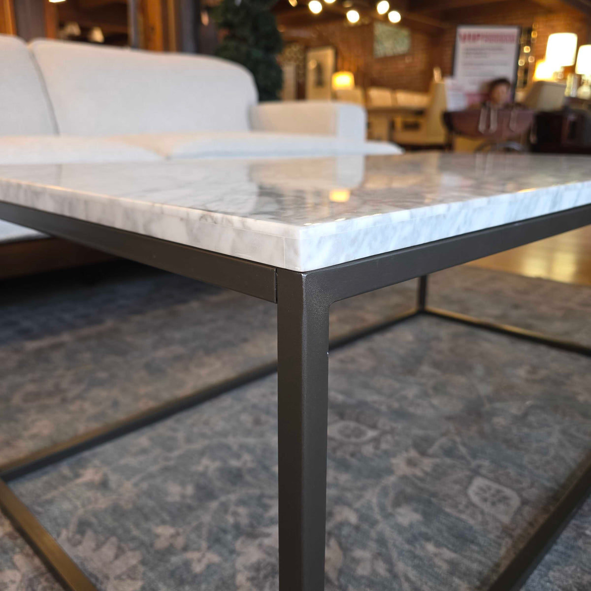 West Elm Marble & Rectangular Metal Frame Coffee Table AS IS