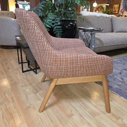 MCM Blonde Leg Plaid Fabric Armchair